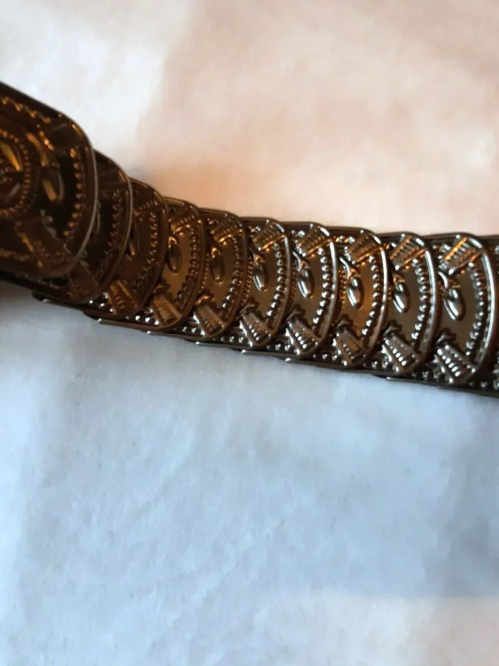 Statement Black Belt with Embossed Silver Detail, large hammered style buckle - Picture 4 of 9